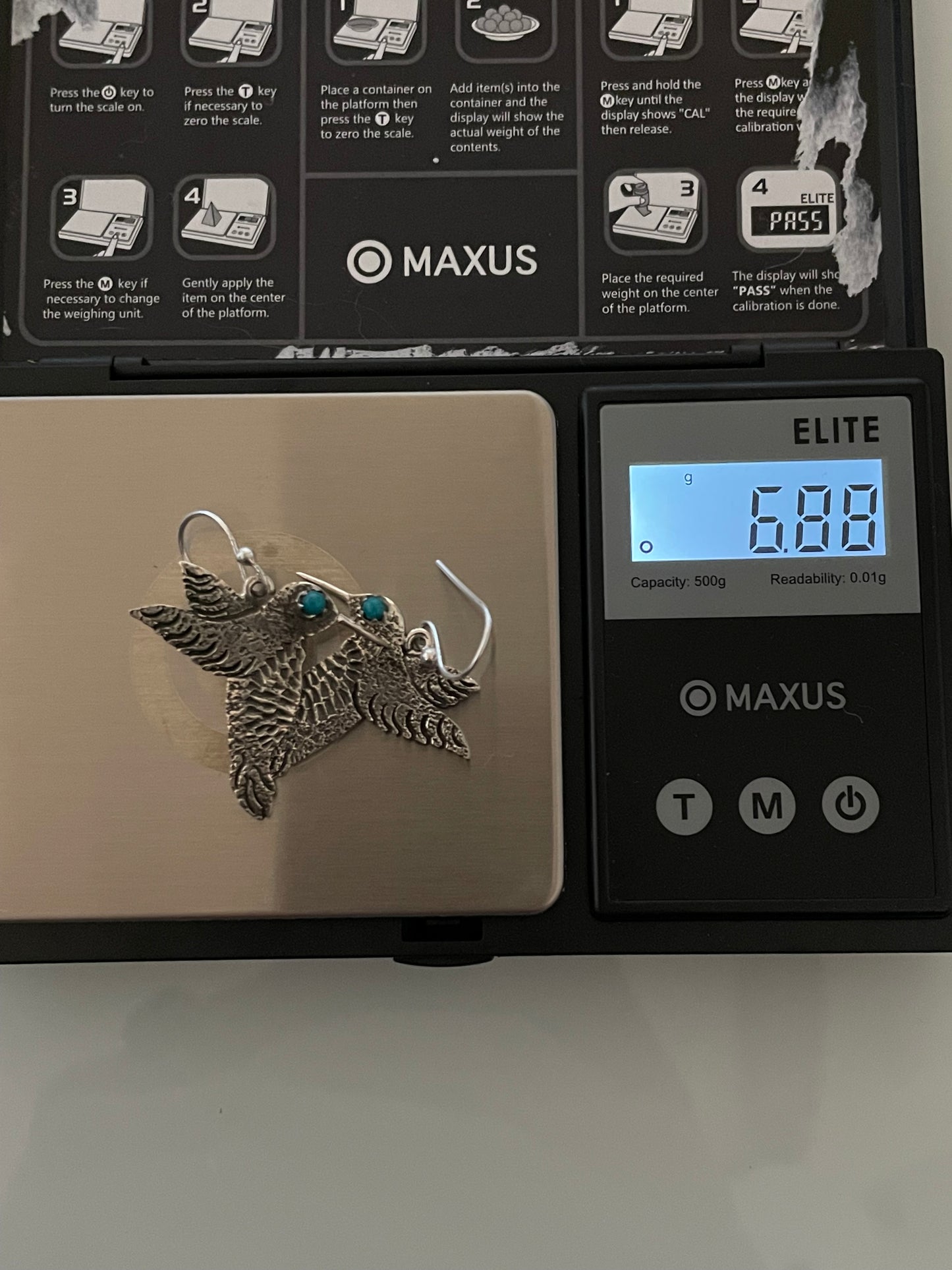 Turquoise Hummingbird Earrings | 925 Sterling Silver Hooks E375