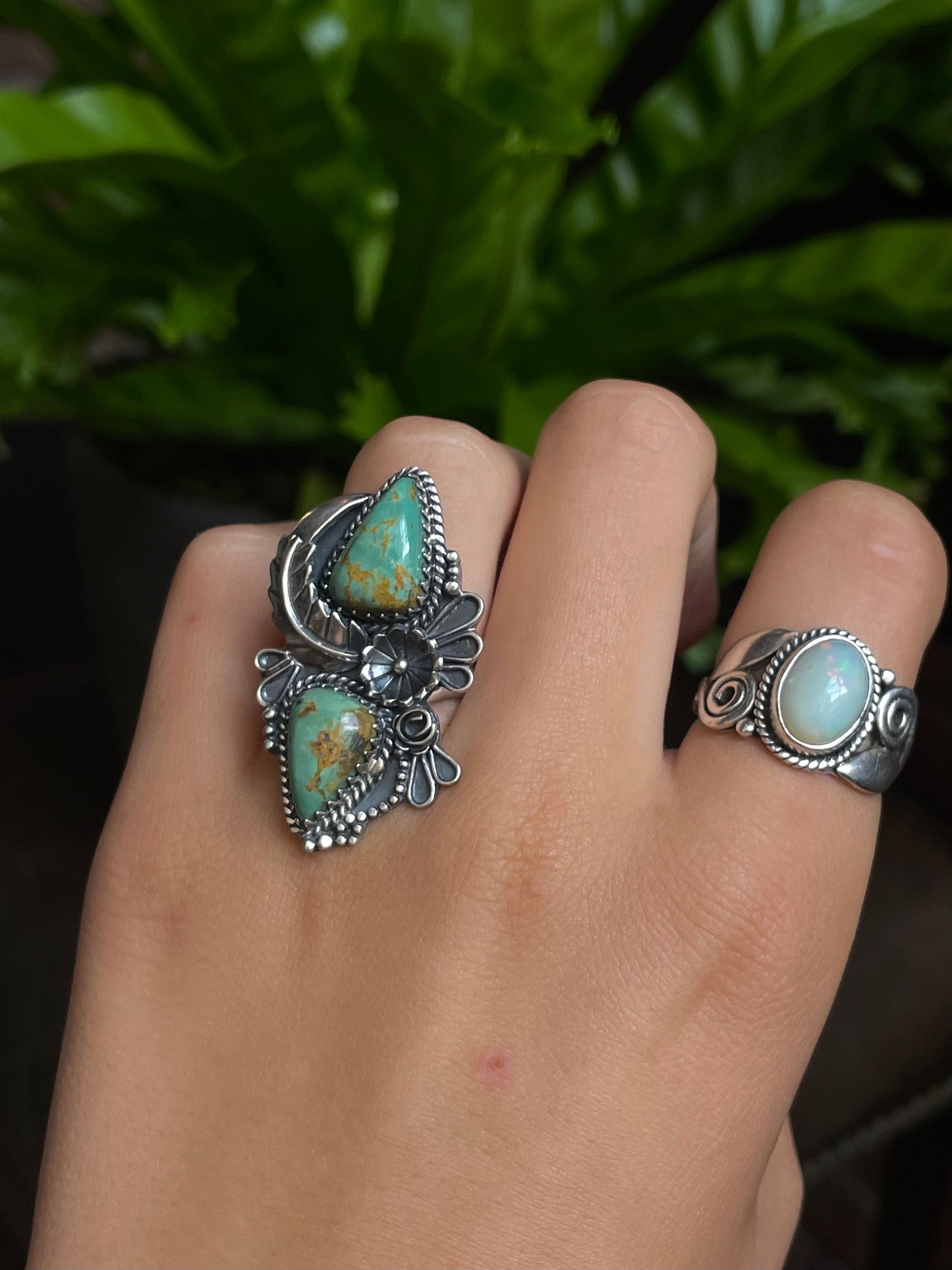 Kingman Turquoise Feather Teardrop Ring | Sterling Silver | Size 7.75 G305