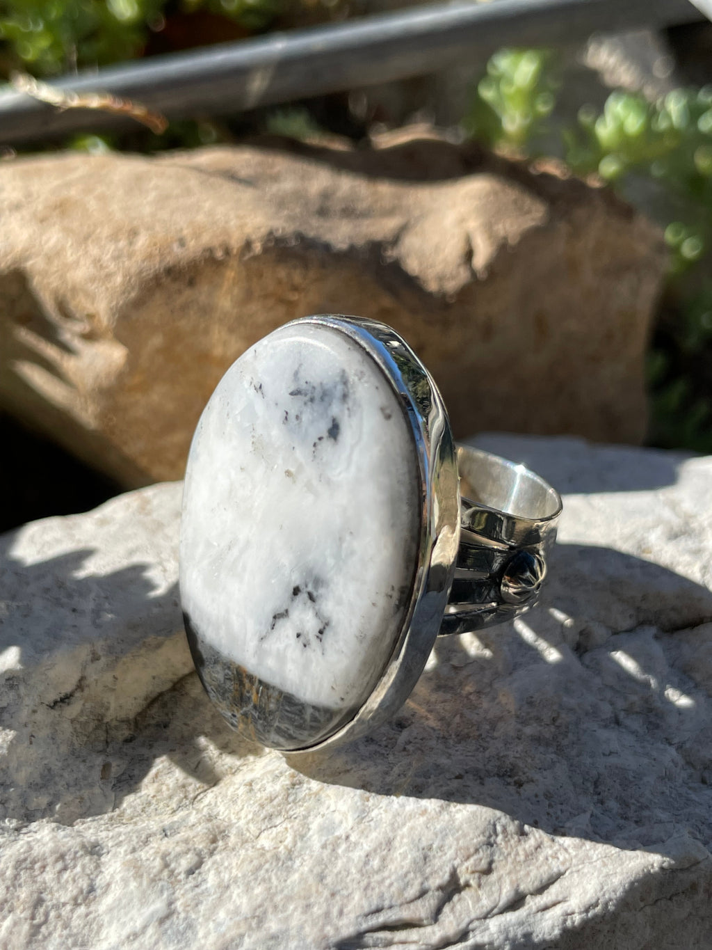 White Buffalo Ring Size 8.25 | 925 Sterling Silver B674