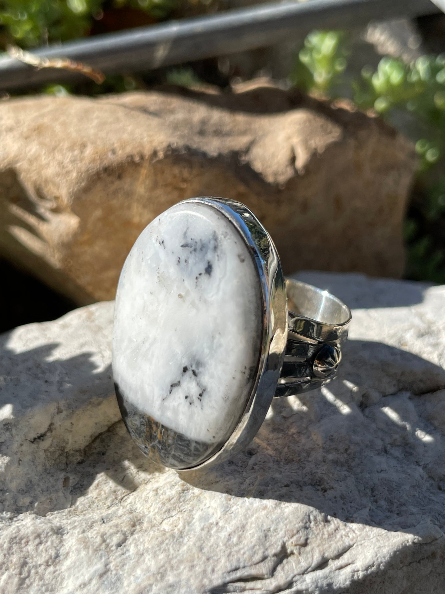 White Buffalo Ring Size 8.25 | 925 Sterling Silver B674