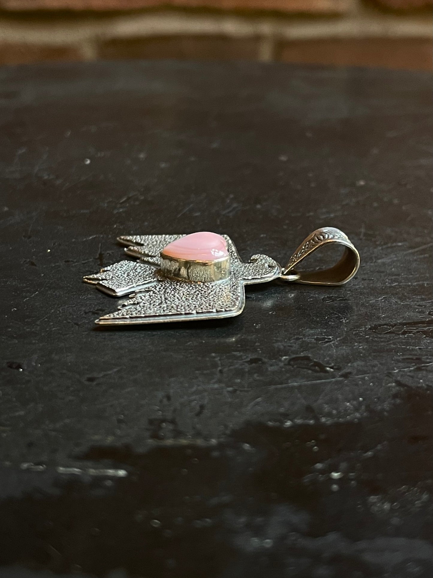 Pink Conch Thunderbird Pendant | Sterling Silver G450