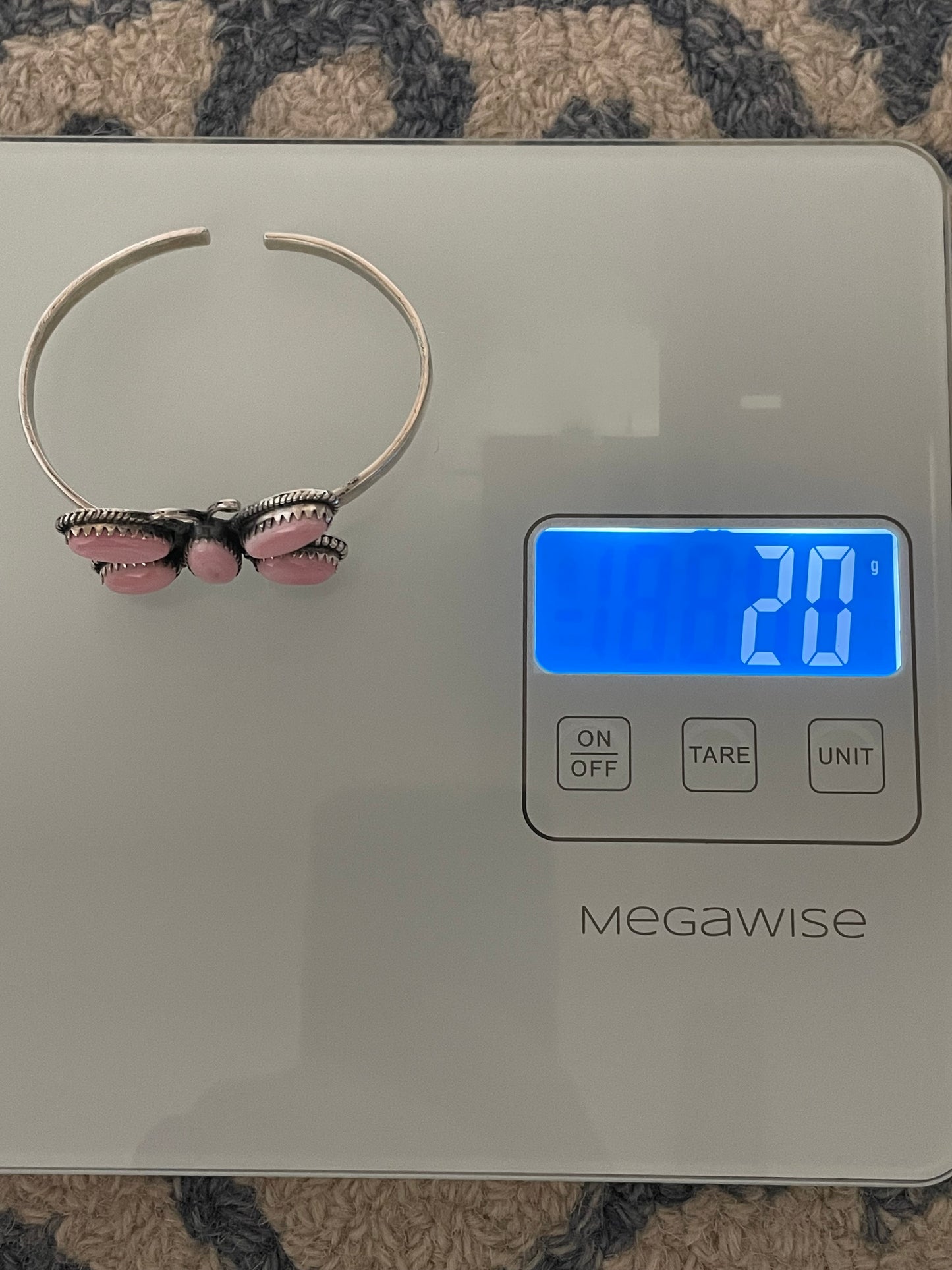 Pink Conch Butterfly Cuff Bracelet Sterling Silver 925 C997