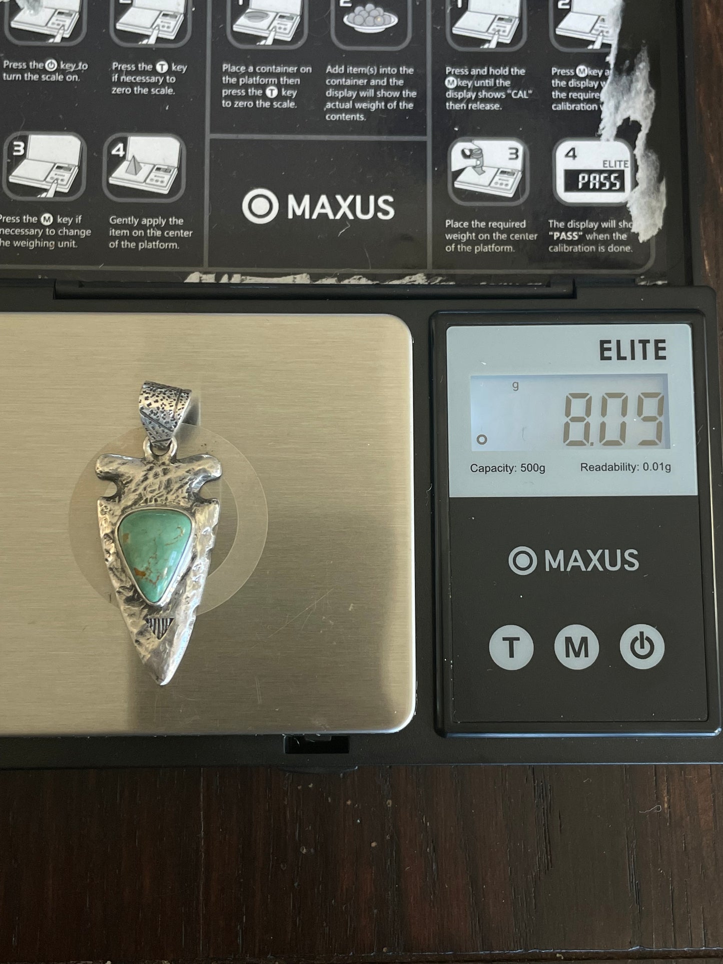 Turquoise Arrowhead Pendant | 925 Sterling Silver E697