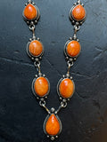 Orange Spiny Oyster Station Necklace | 925 Sterling Silver E600