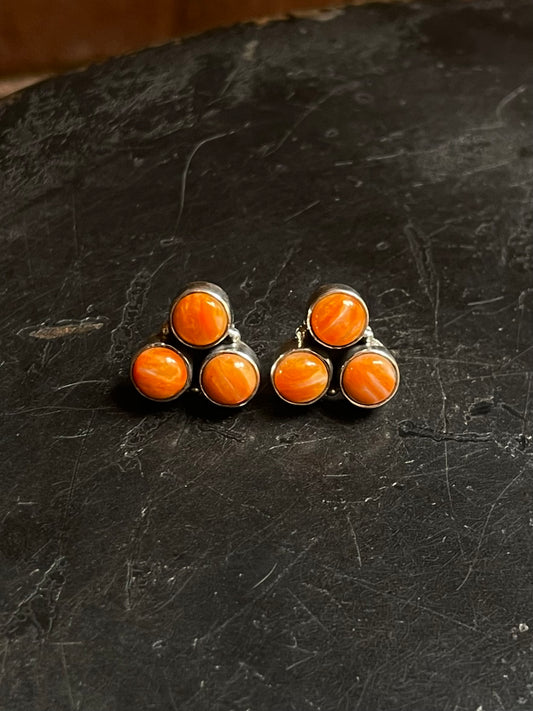 Spiny Oyster Cluster Stud Earrings | 925 Sterling Silver E804