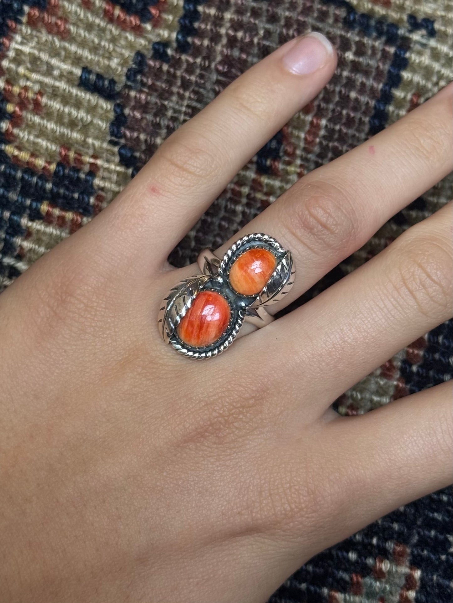 Spiny Oyster Leaf Ring | 925 Sterling Silver | Size 8 C222