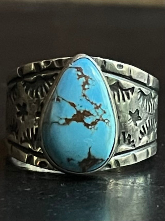 Kingman Turquoise Ring | Sterling Silver | Size 8 G389