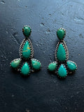 Kingman Turquoise Cluster Dangle Earrings | Sterling Silver E945