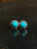 Kingman Turquoise Stud Earrings | 925 Sterling Silver E814