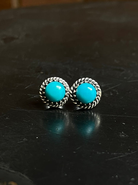 Kingman Turquoise Stud Earrings | 925 Sterling Silver E814