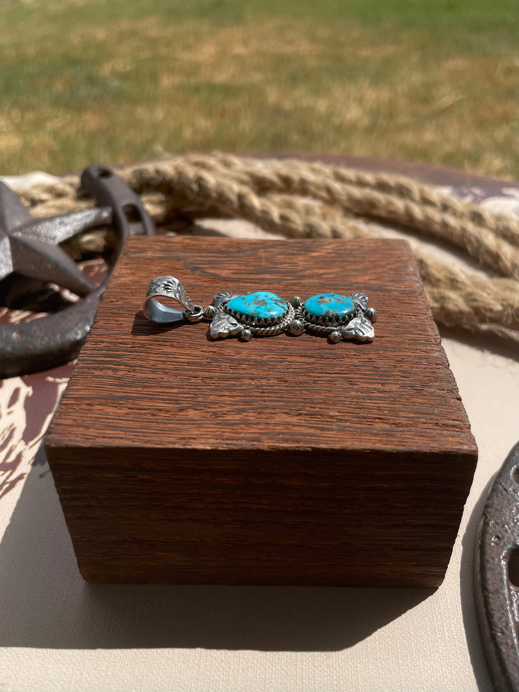 Turquoise Double Stone Pendant | 925 Sterling Silver G683