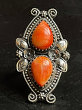 Spiny Oyster Tear Drop Ring Size 7 | 925 Sterling Silver G214