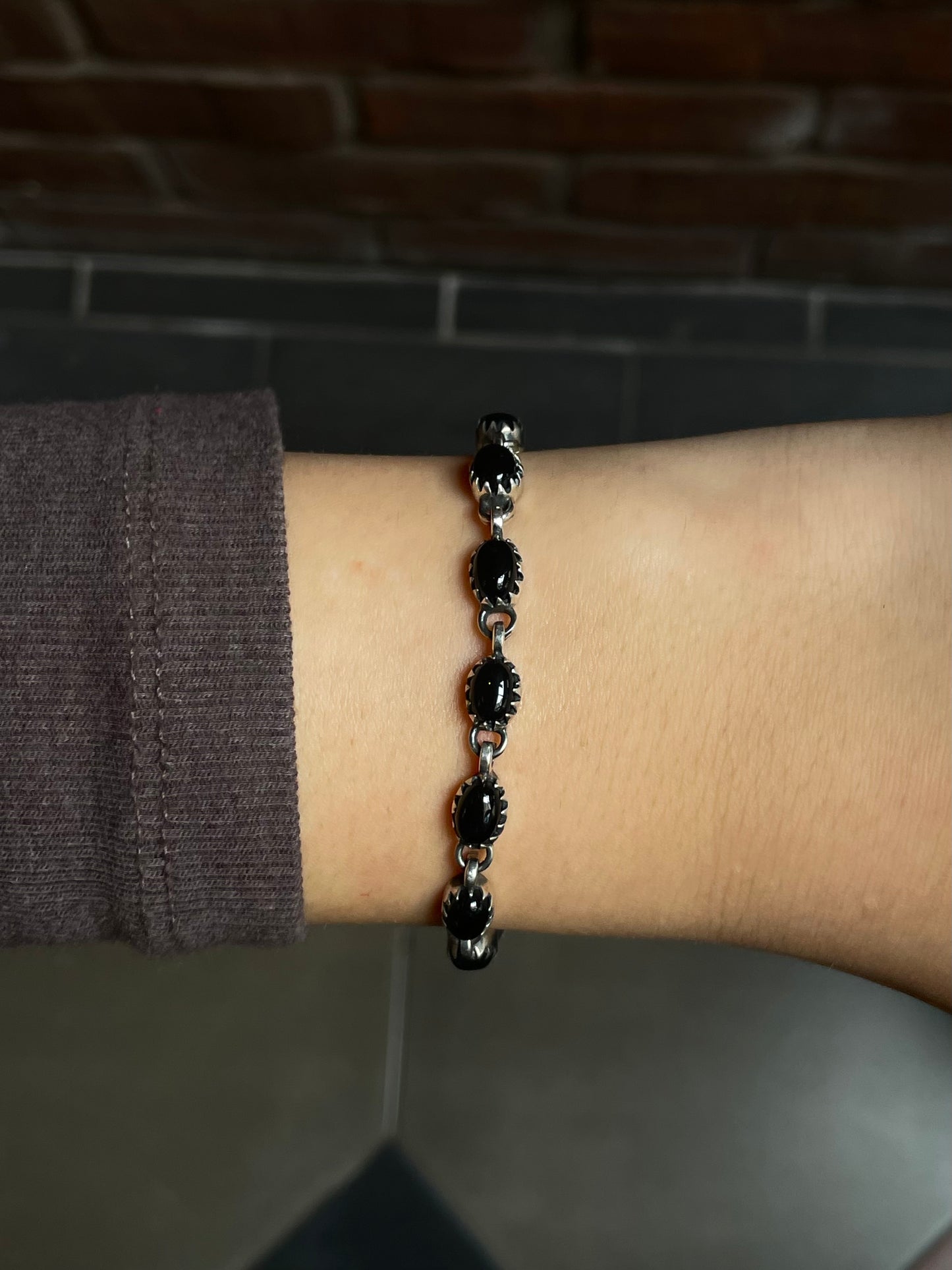 Black Onyx Link Bracelet | 925 Sterling Silver E107