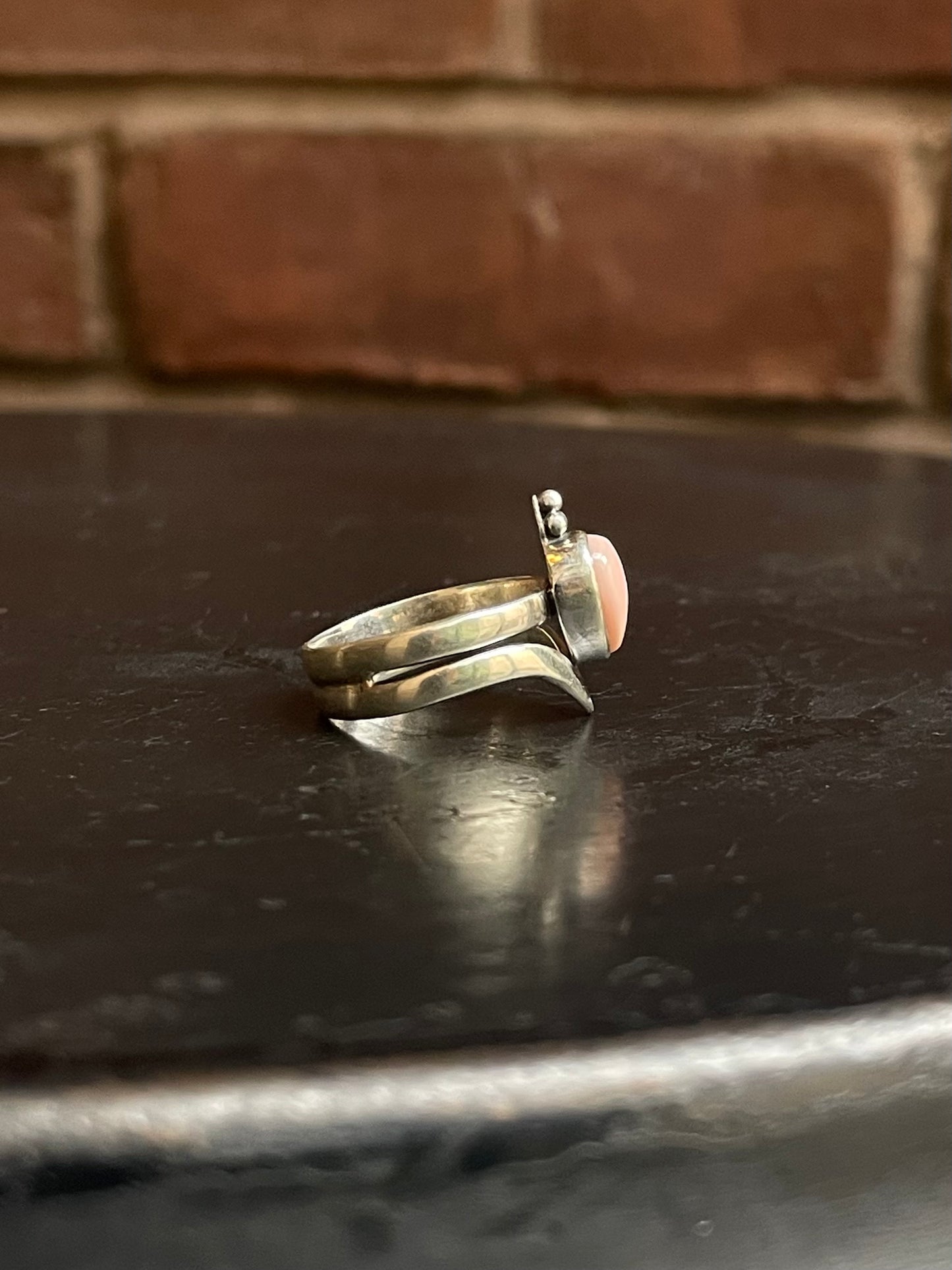 Pink Conch Tear Drop Ring Size 7 | 925 Sterling Silver G155
