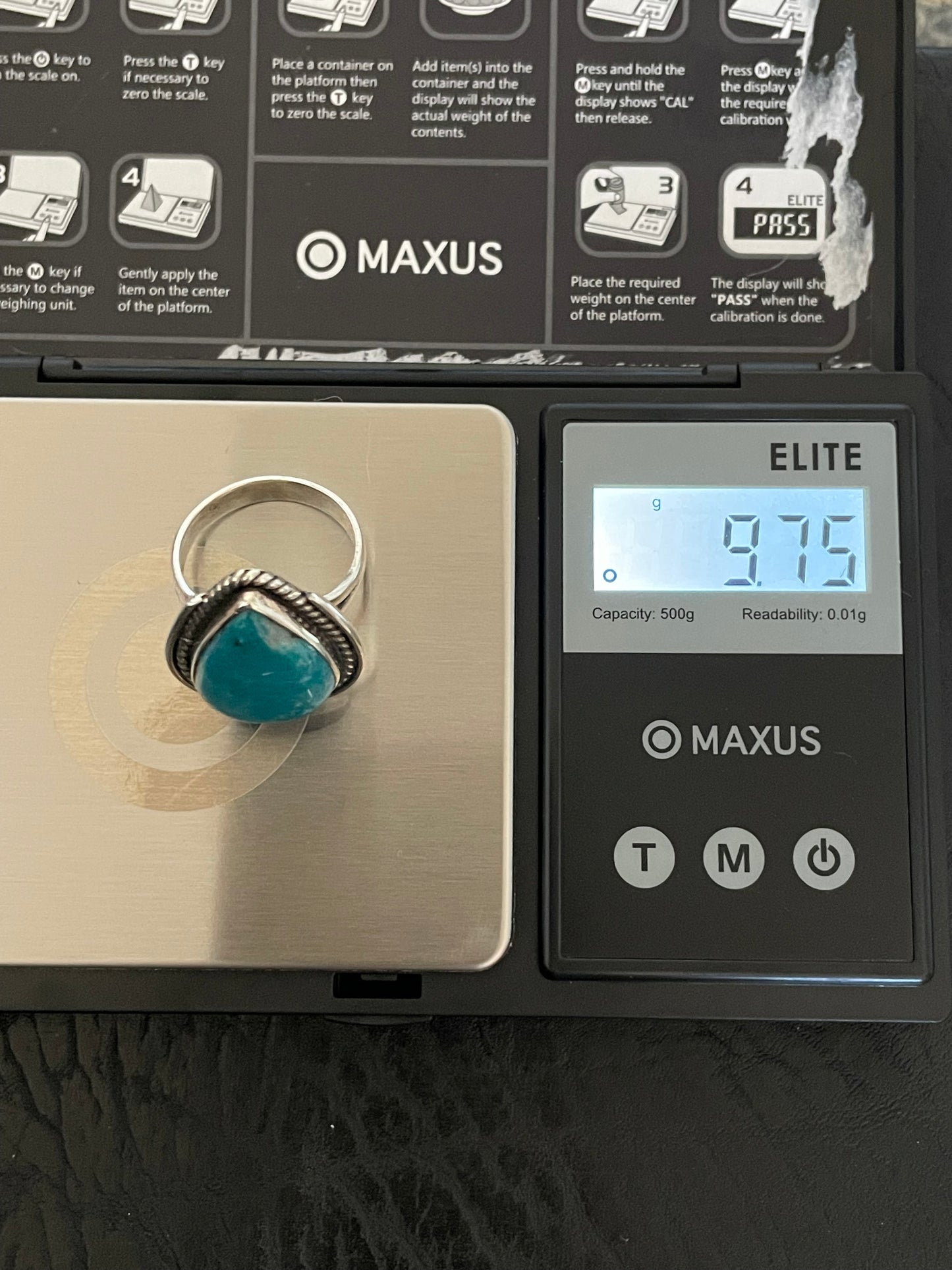 Kingman Turquoise Teardrop Ring Size 9 | 925 Sterling Silver Southwest E153