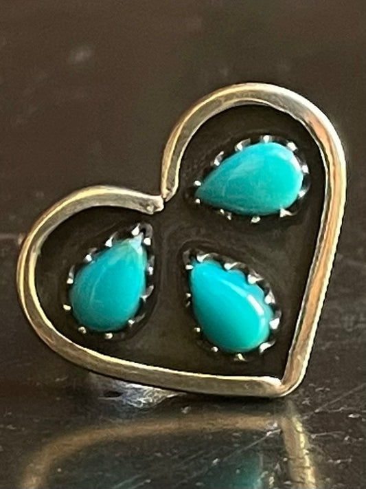 Kingman Turquoise Heart Ring | Sterling Silver | Size 6 G347