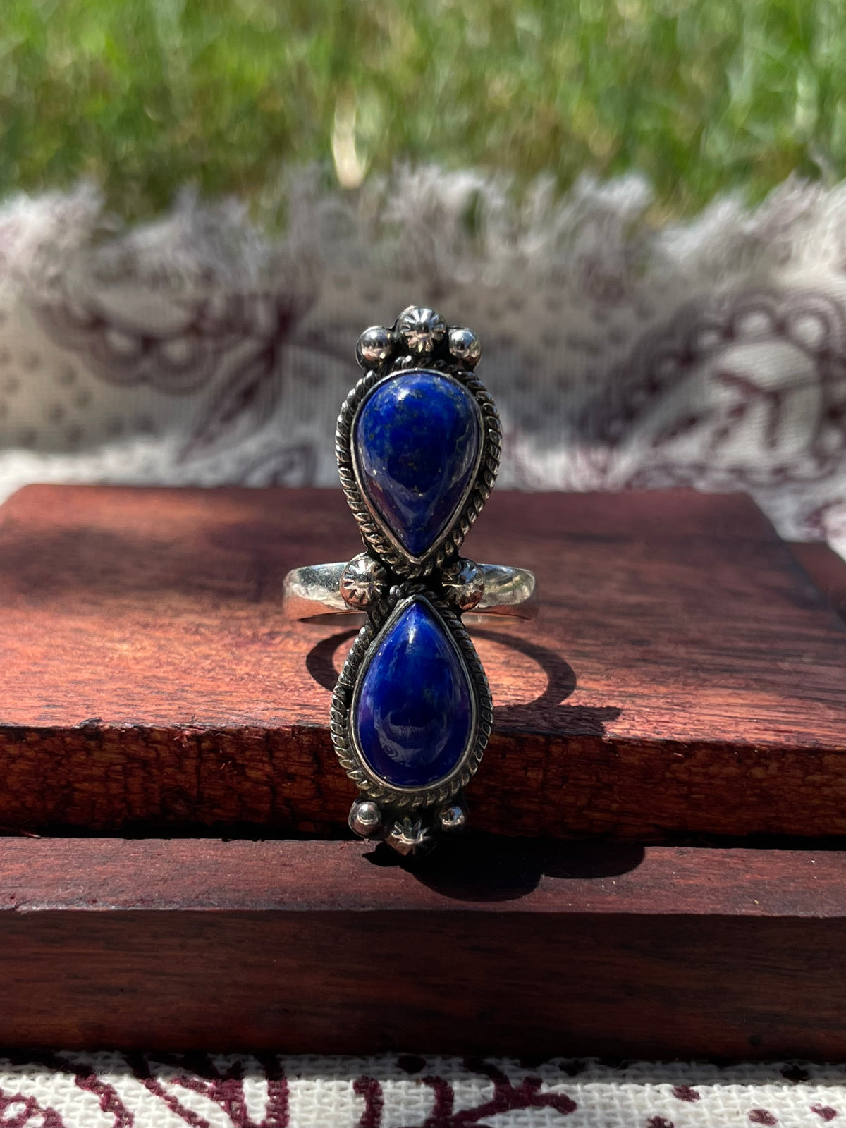 Lapis Lazuli Teardrop Ring Size 6.75 | 925 Sterling Silver D309
