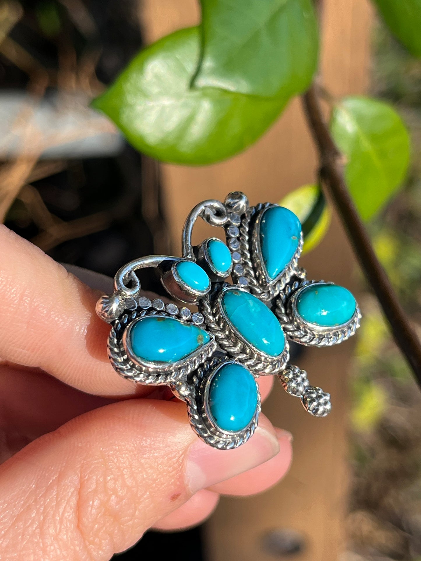 Kingman Turquoise Butterfly Ring | 925 Sterling Silver | Size 6 B908