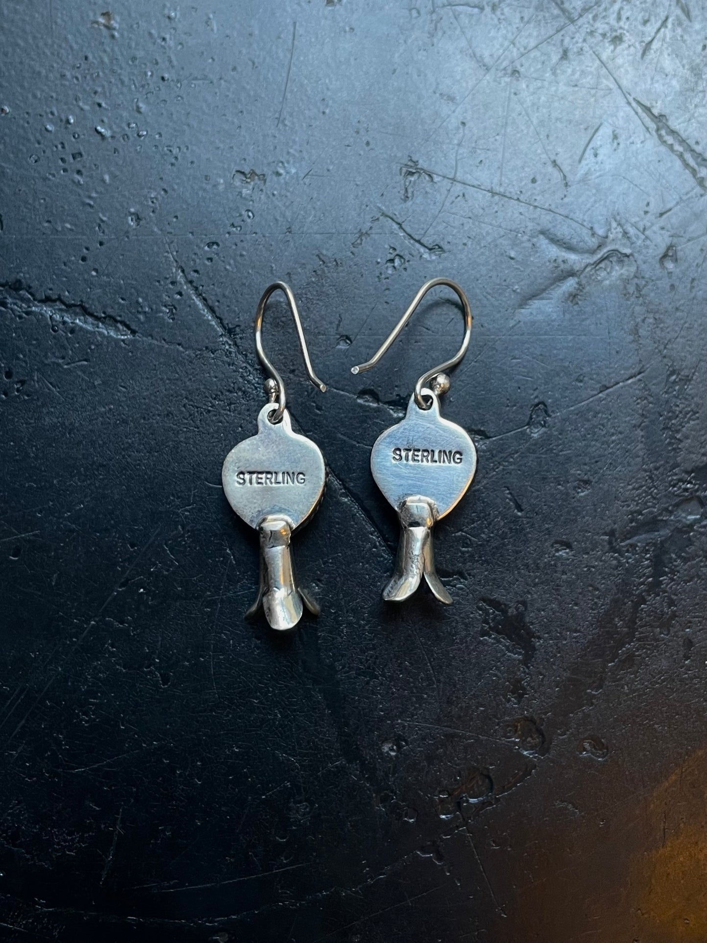 Pink Conch Squash Blossom Earrings | Heart Drop Hook E677