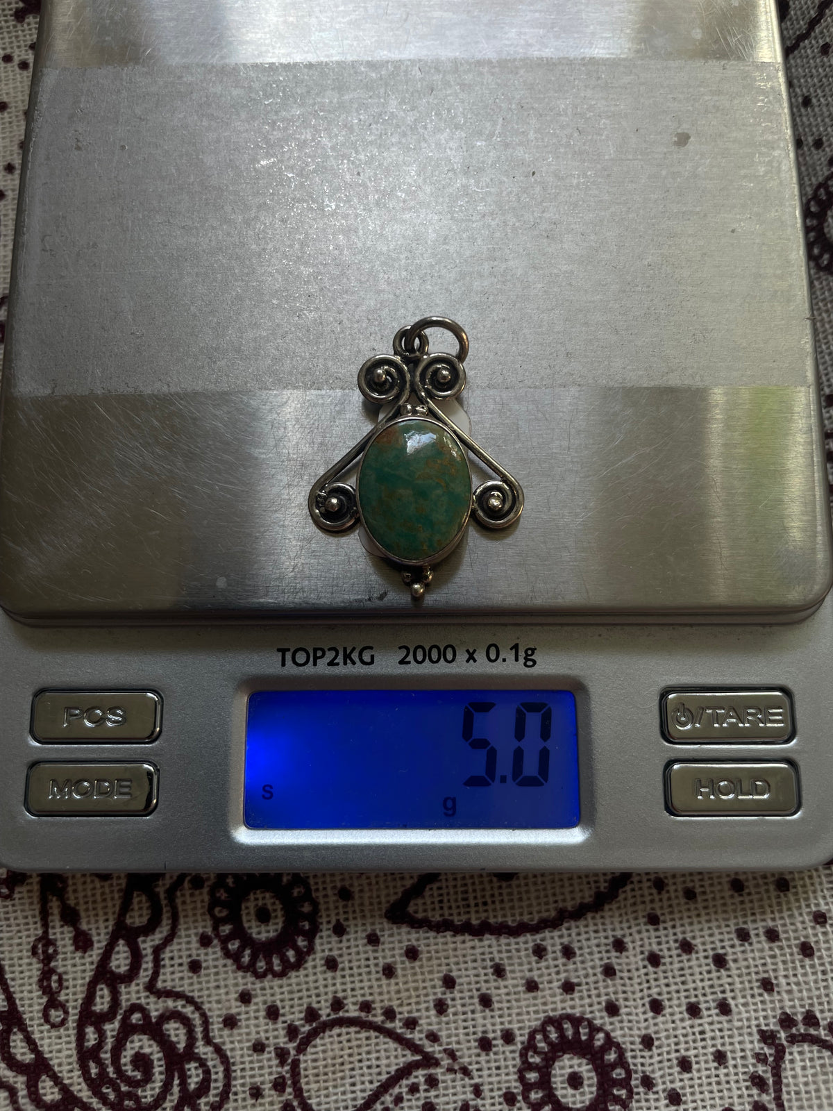 Turquoise Scrollwork Pendant | 925 Sterling Silver | D338