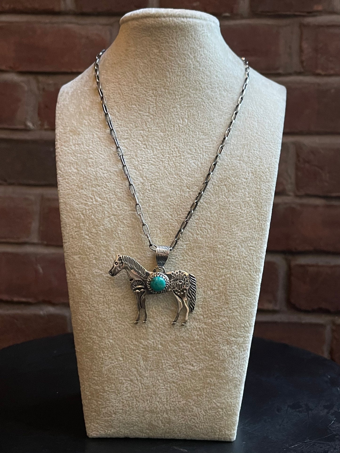 Kingman Turquoise Horse Pendant | 925 Sterling Silver E247