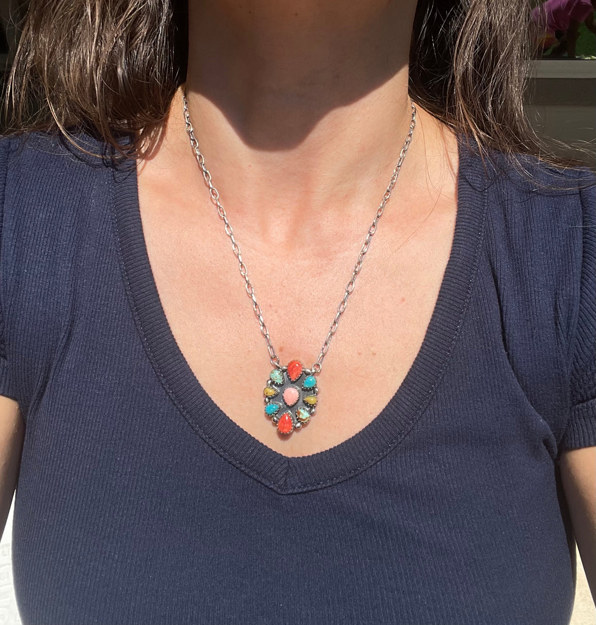 Mixed Stone Statement Necklace | 925 Sterling Silver Z17