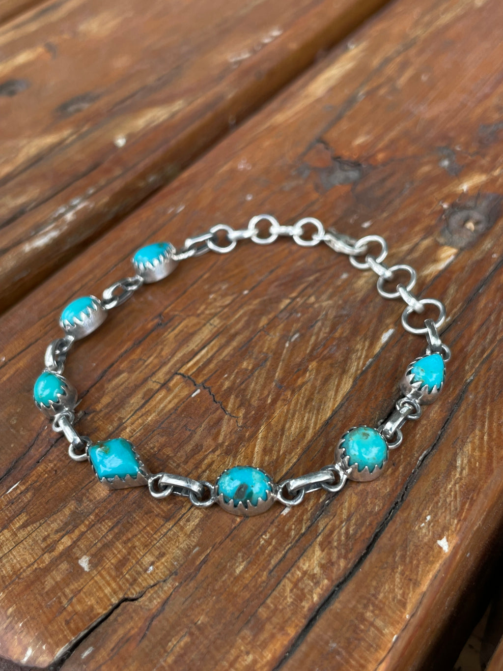 Kingman Turquoise Link Bracelet | 925 Sterling Silver B977