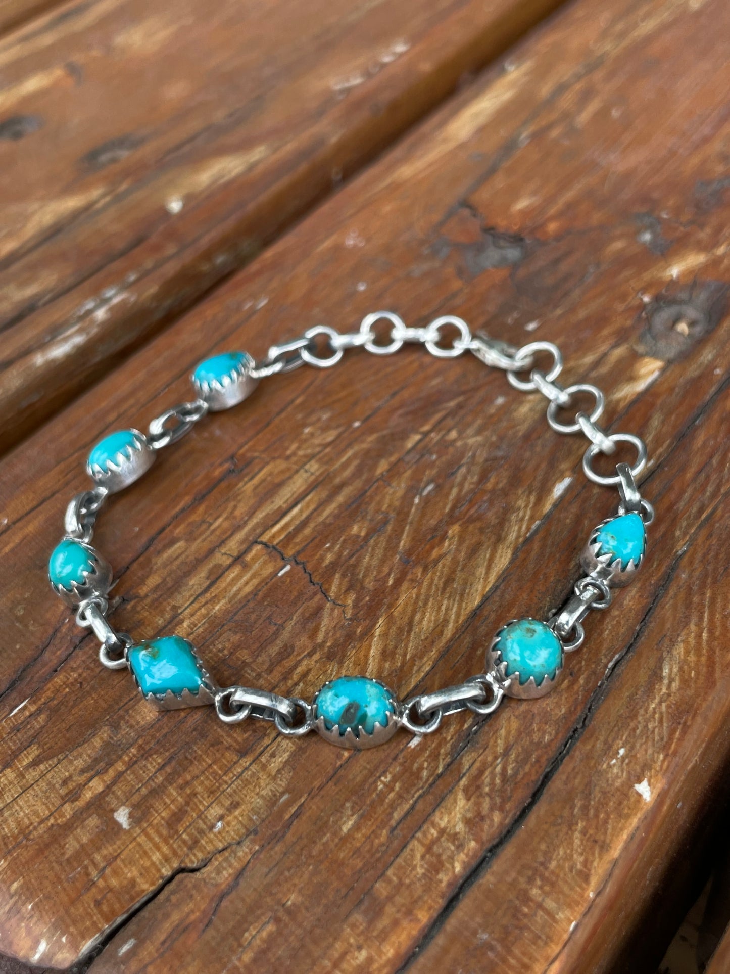 Kingman Turquoise Link Bracelet | 925 Sterling Silver B977