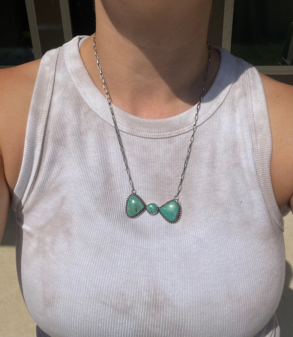 Turquoise Bow Necklace | 925 Sterling Silver D235