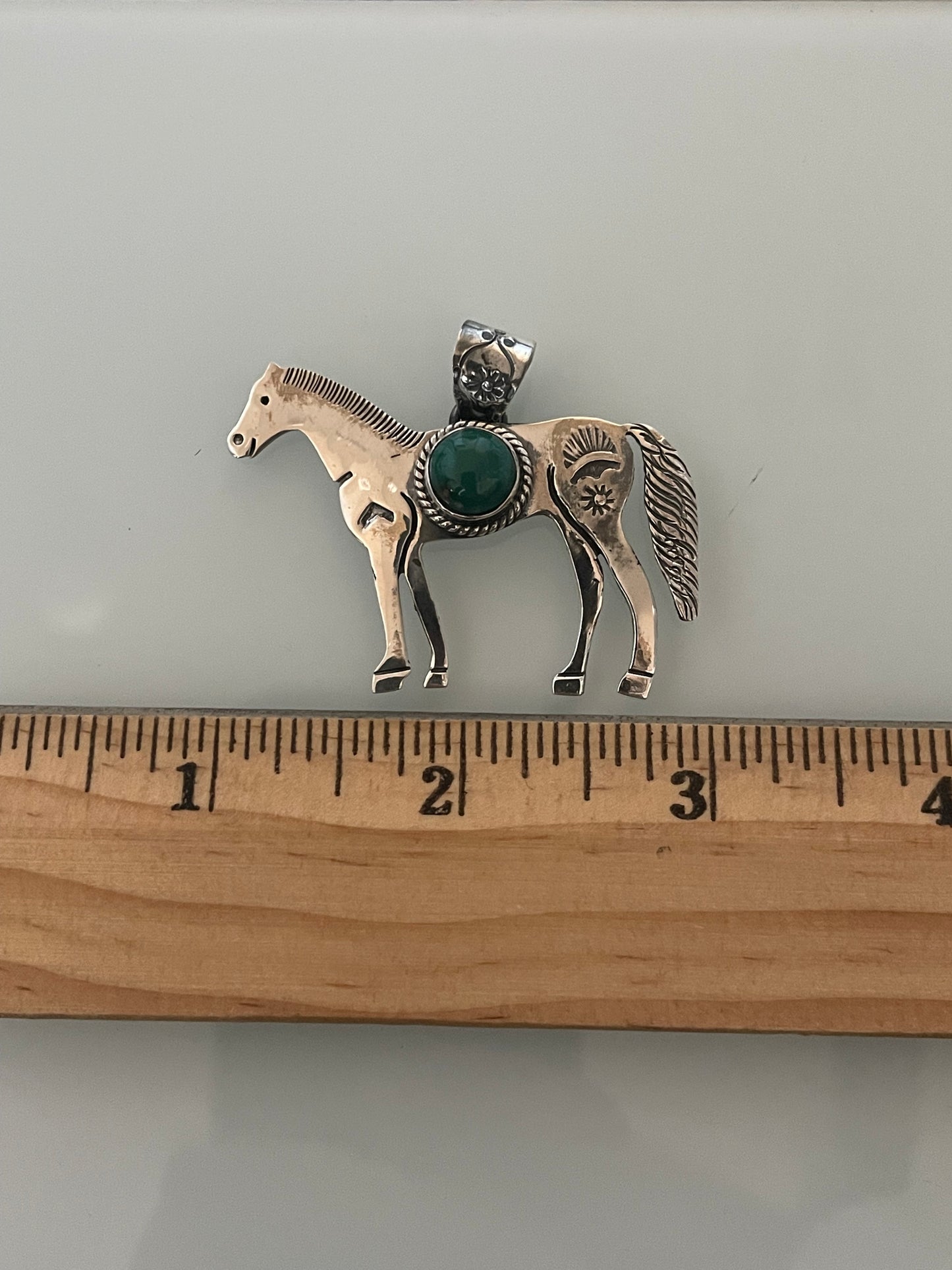 Kingman Turquoise Horse Pendant | 925 Sterling Silver E245