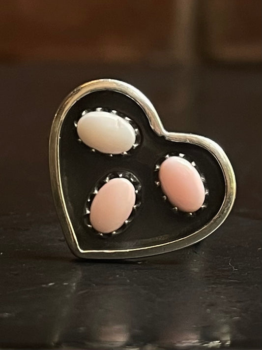 Pink Conch Heart Ring Size 8.5 | 925 Sterling Silver G124