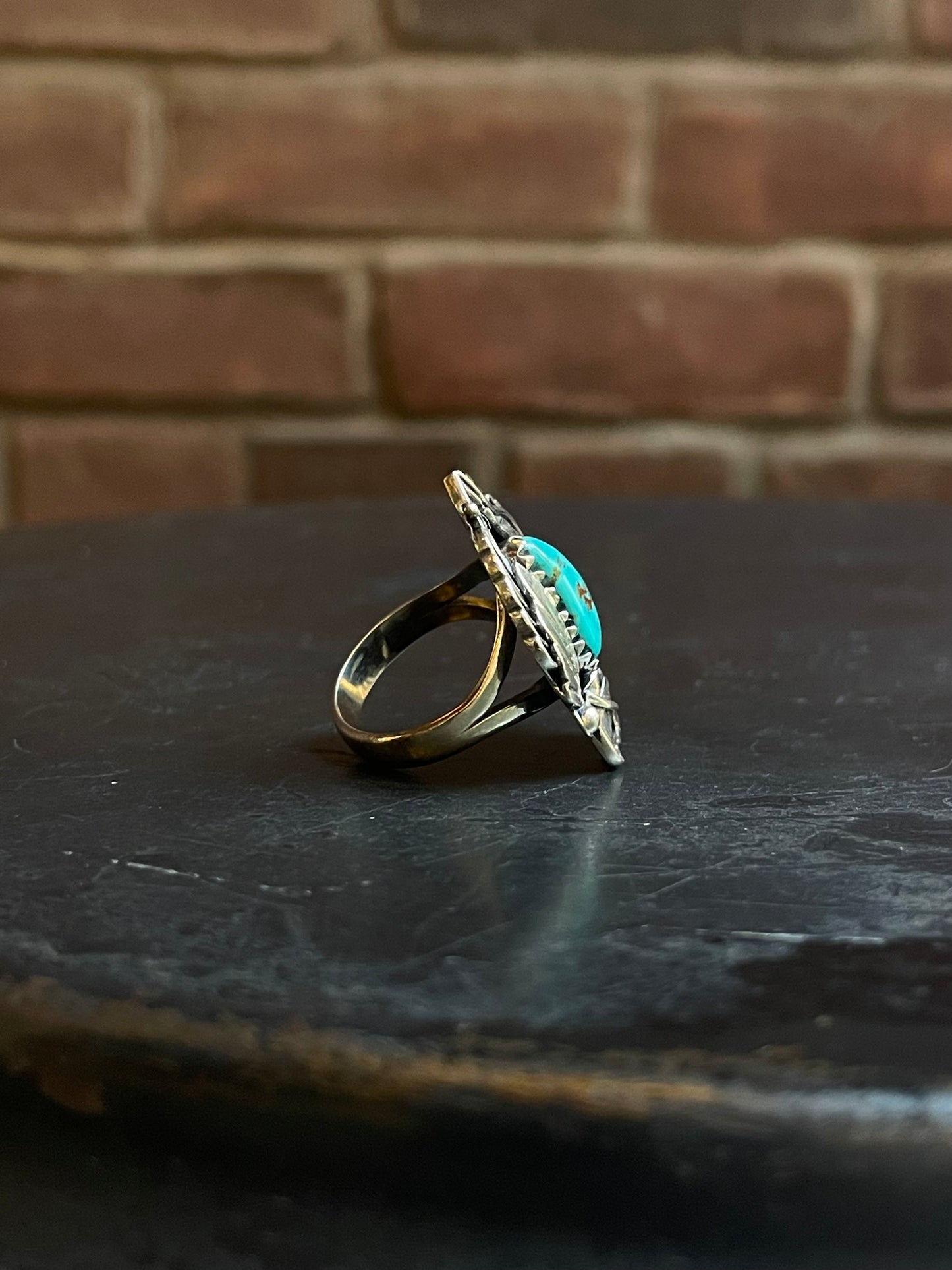 Turquoise Feather Ring Size 7 | Sterling Silver E870