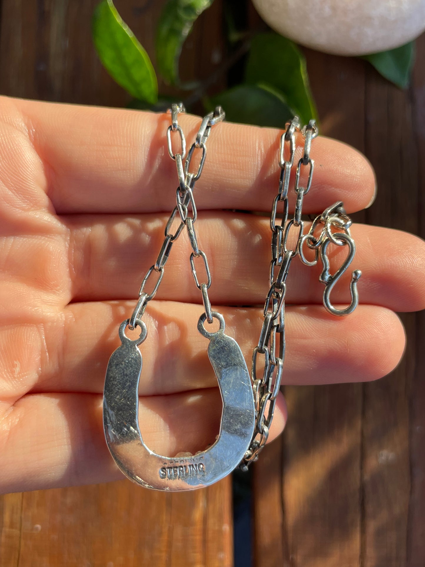 Kingman Turquoise Horseshoe Necklace | Sterling Silver 925 | B904