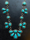 Kingman Turquoise Cluster Necklace | Sterling Silver E938