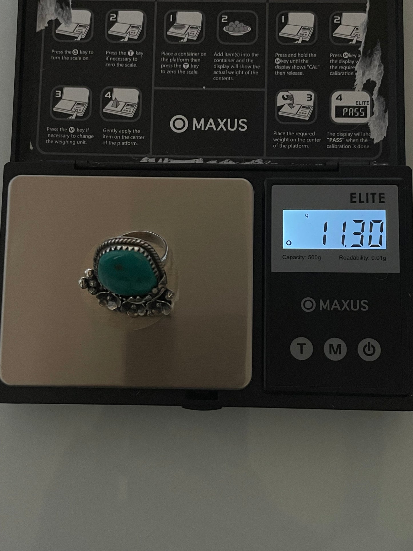 Kingman Turquoise Floral Ring | 925 Sterling Silver | Size 6 E286