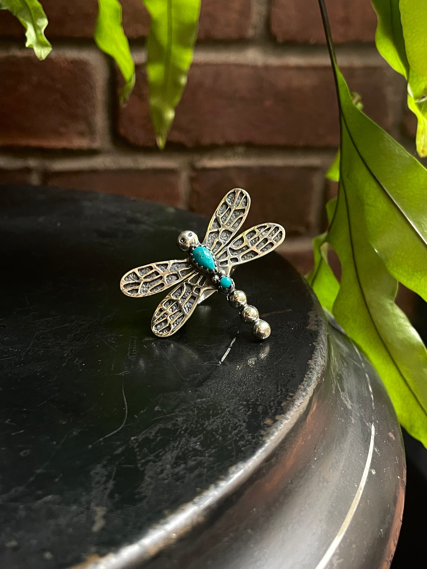 Turquoise Dragonfly Ring | Sterling Silver 925 Size 8 C700