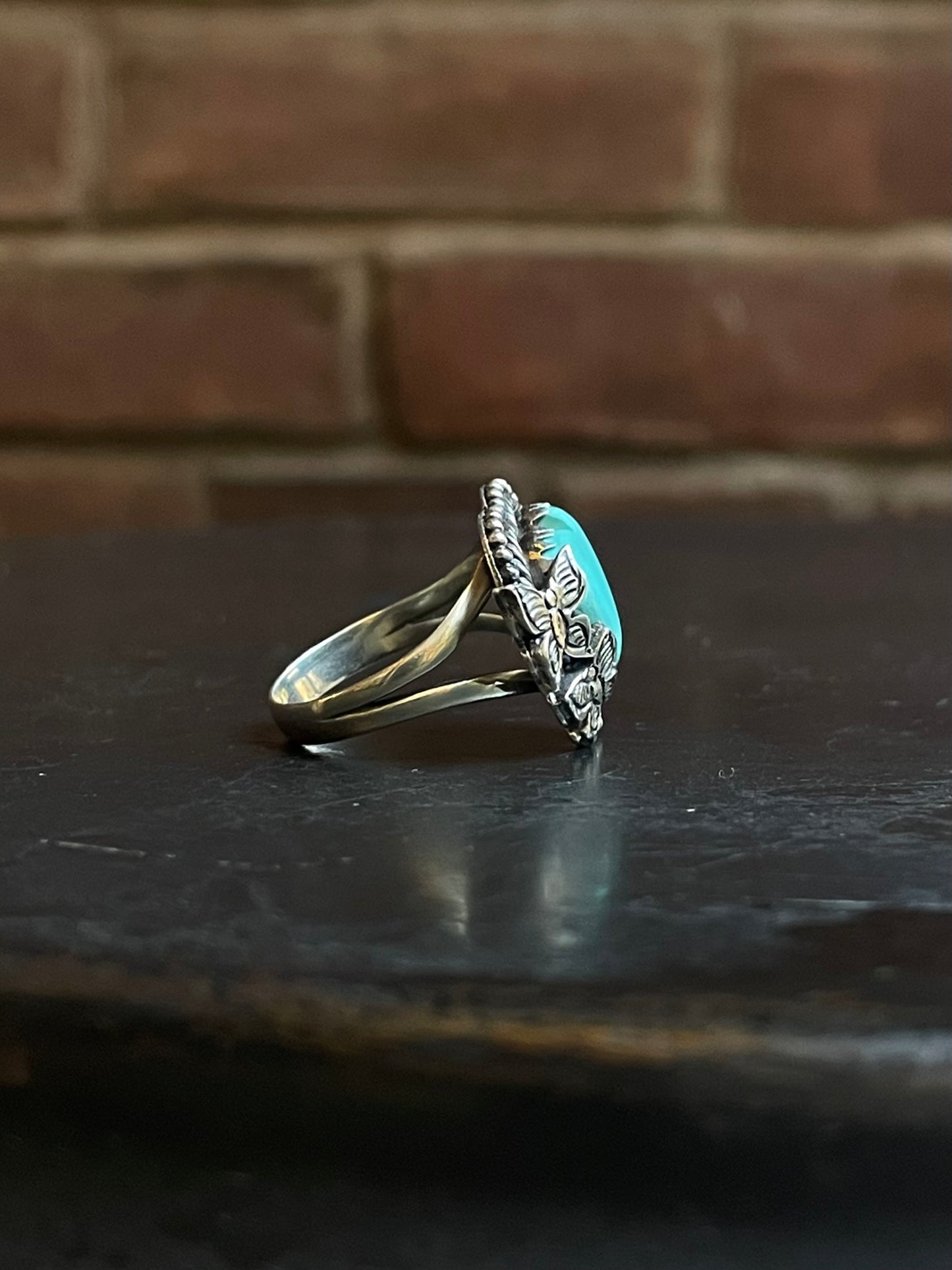 Turquoise Heart Butterfly Ring Size 9 | Sterling Silver E854