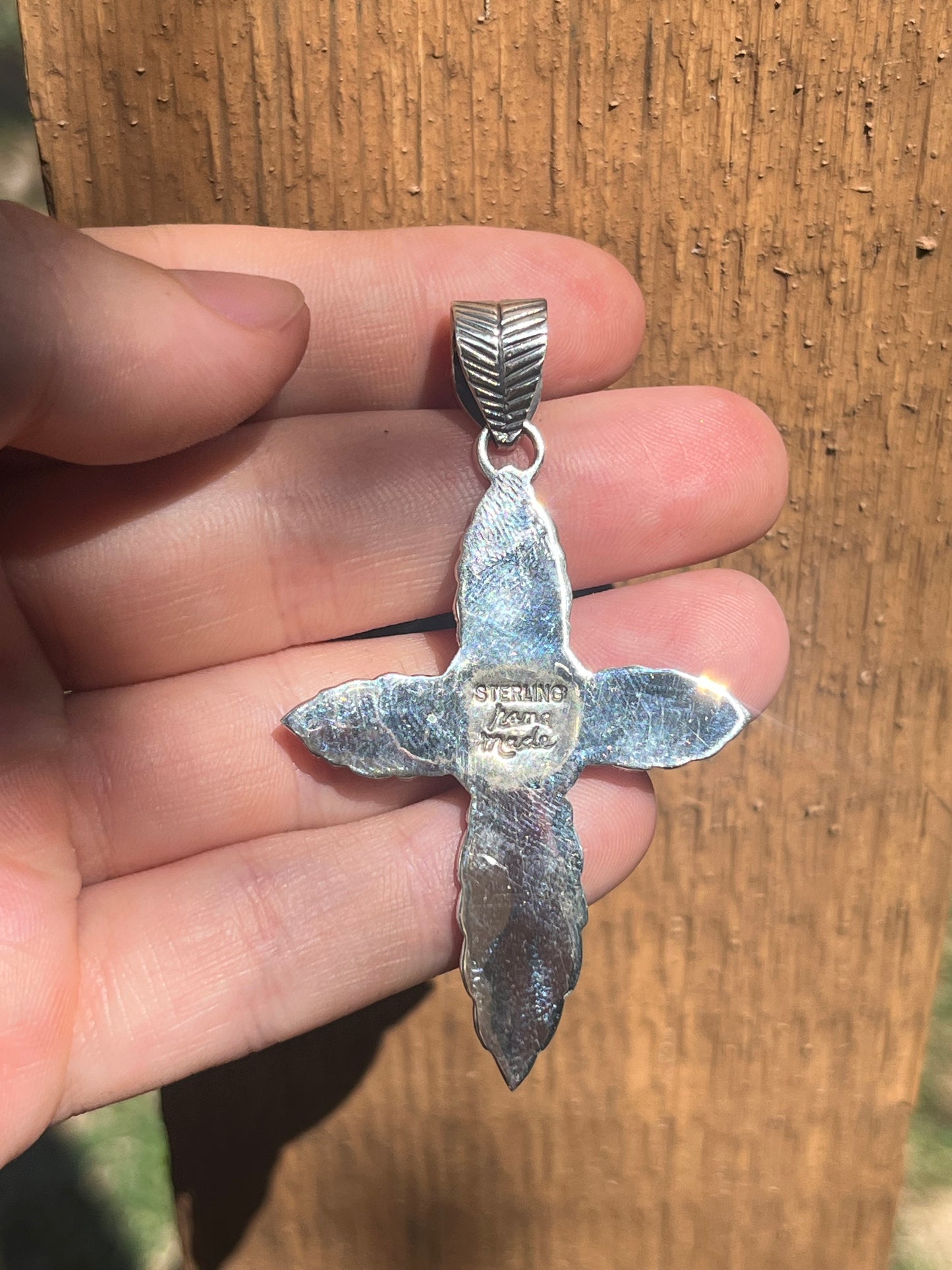 Pink Conch Cross Pendant | 925 Sterling Silver X74