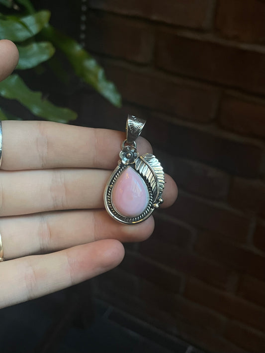 Pink Conch Feather Pendant | 925 Sterling Silver C913
