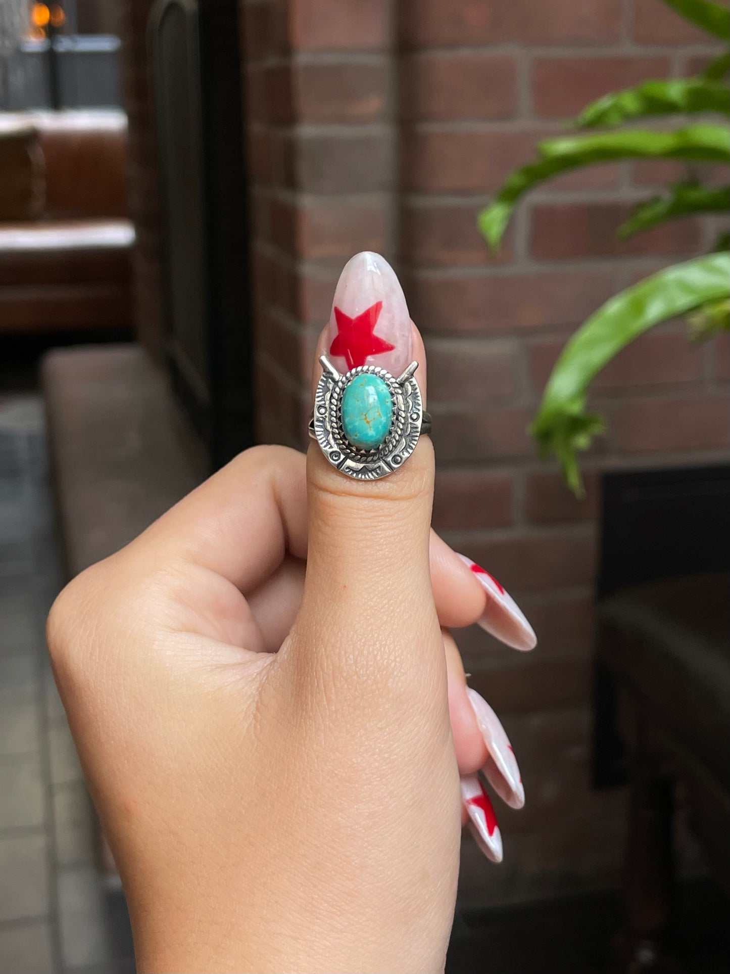 Kingman Turquoise Horse Shoe Ring Size 9 | 925 Sterling Silver G514
