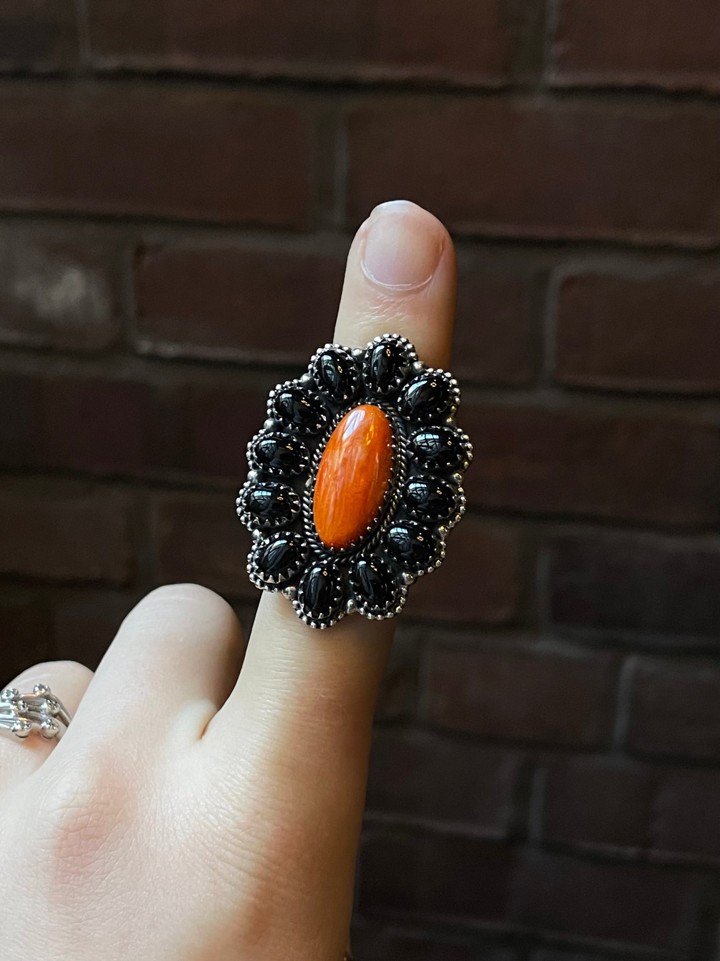 Spiny Oyster Flower Cluster Ring | Sterling Silver | Size 9 | A135