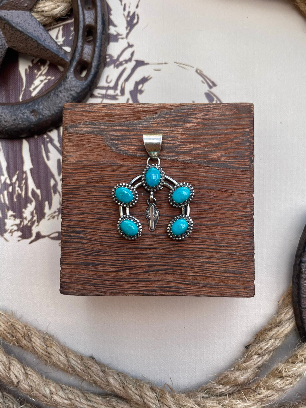 Turquoise Cactus Pendant | 925 Sterling Silver G689