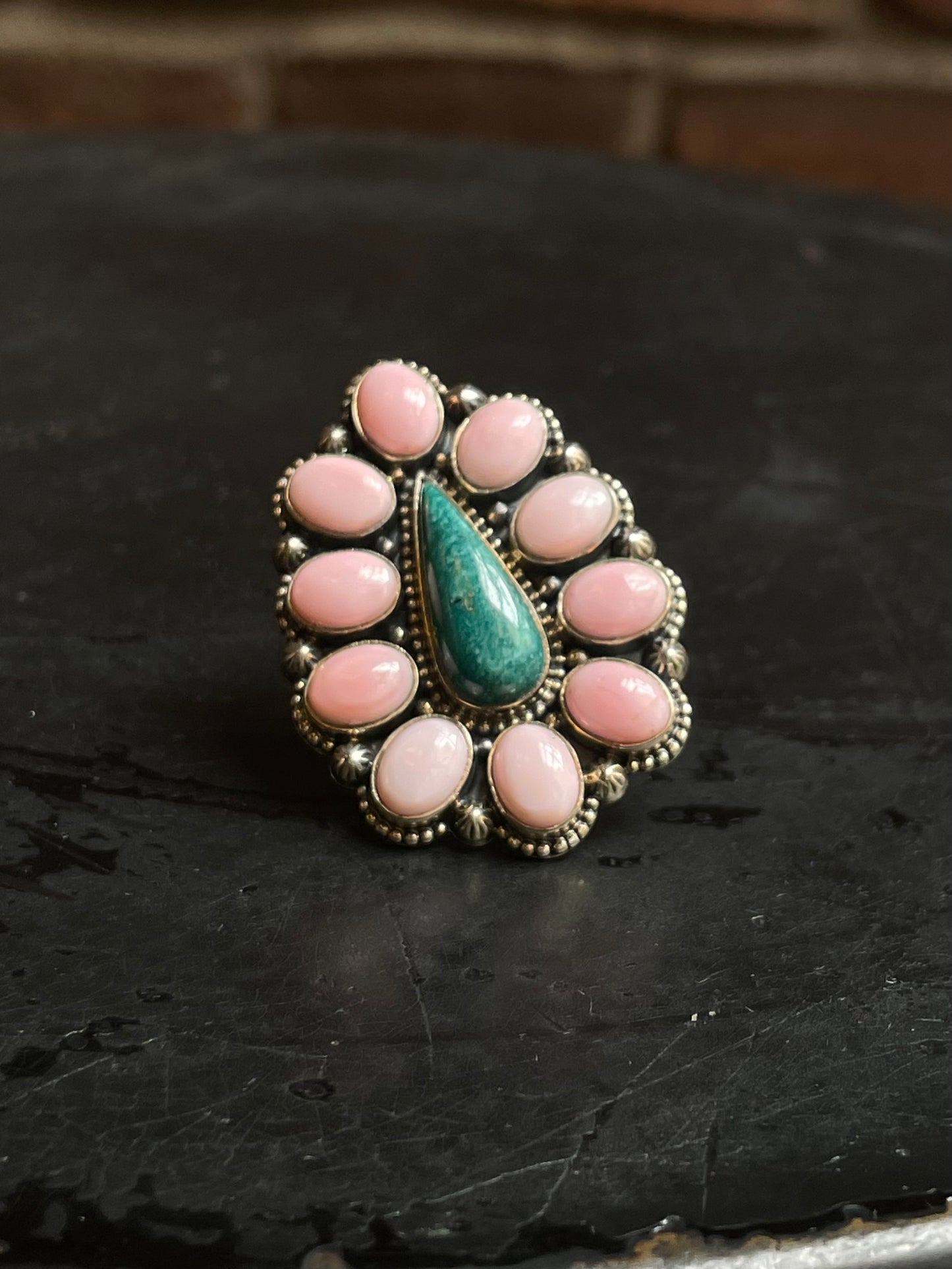Turquoise and Pink Conch Ring | Size 6 | 925 Sterling Silver E193