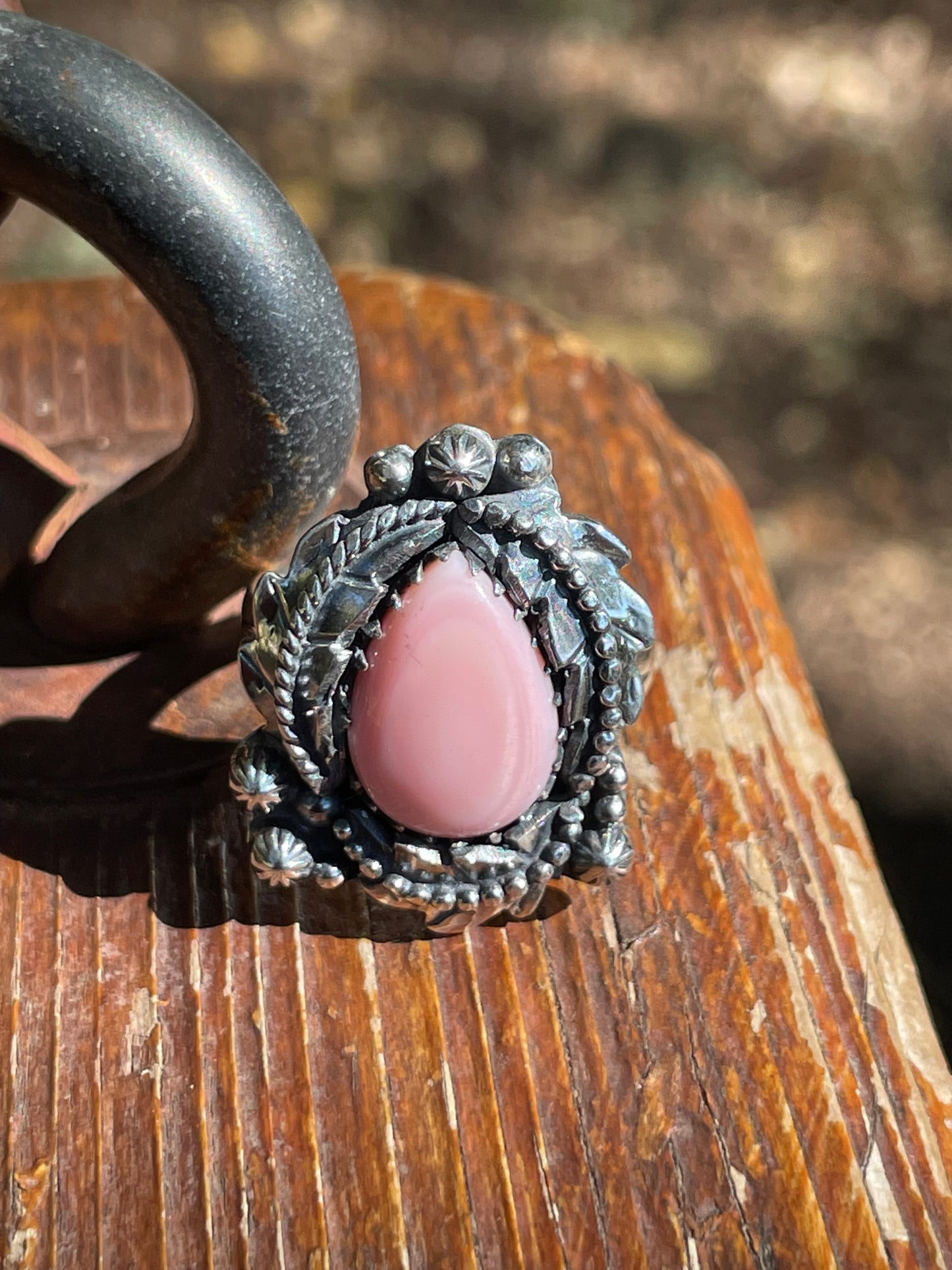 Pink Conch Floral Ring | Sterling Silver 925 | Size 9 B365