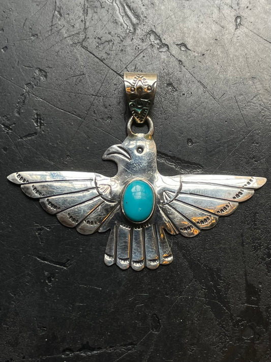 Turquoise Thunderbird Pendant | 925 Sterling Silver E511