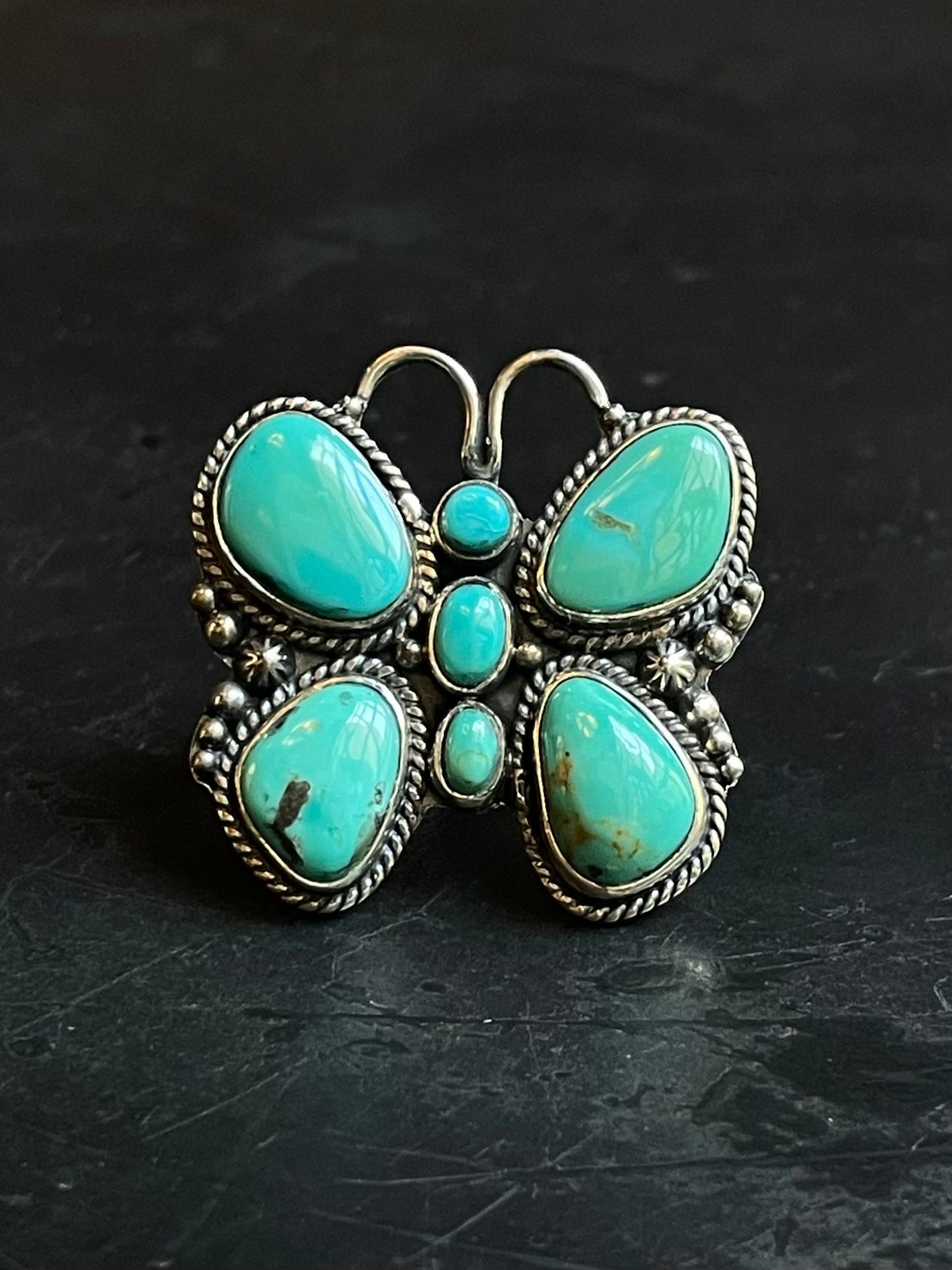 Turquoise Butterfly Ring Size 7.75 | Sterling Silver E865