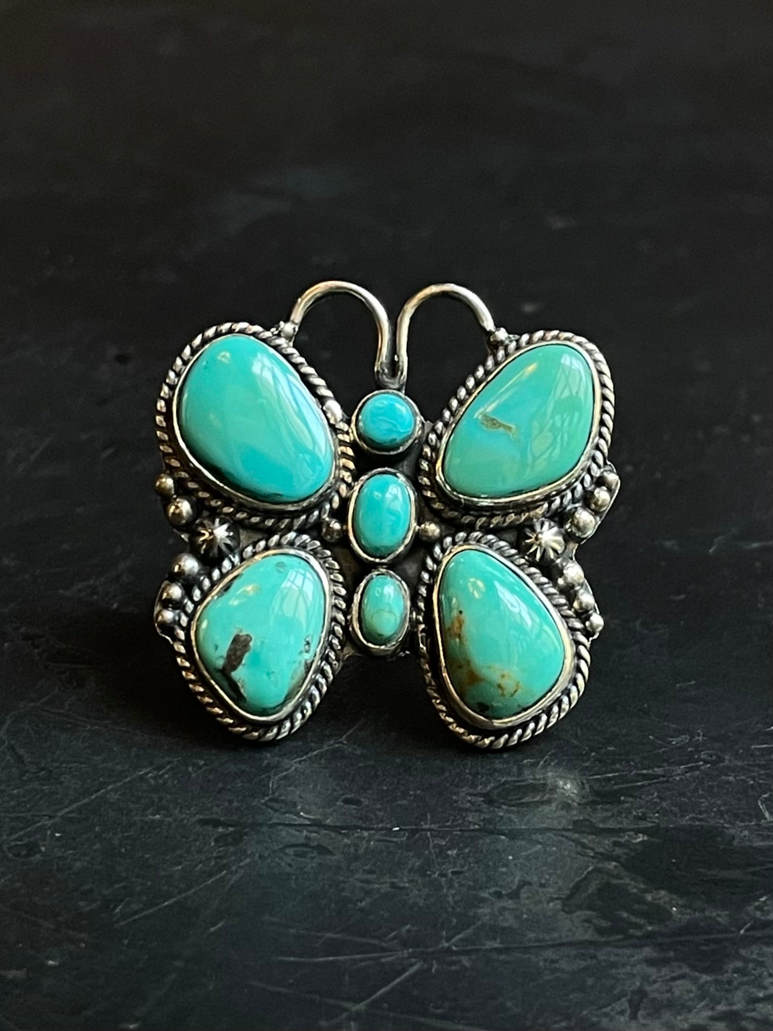 Turquoise Butterfly Ring Size 7.75 | Sterling Silver E865