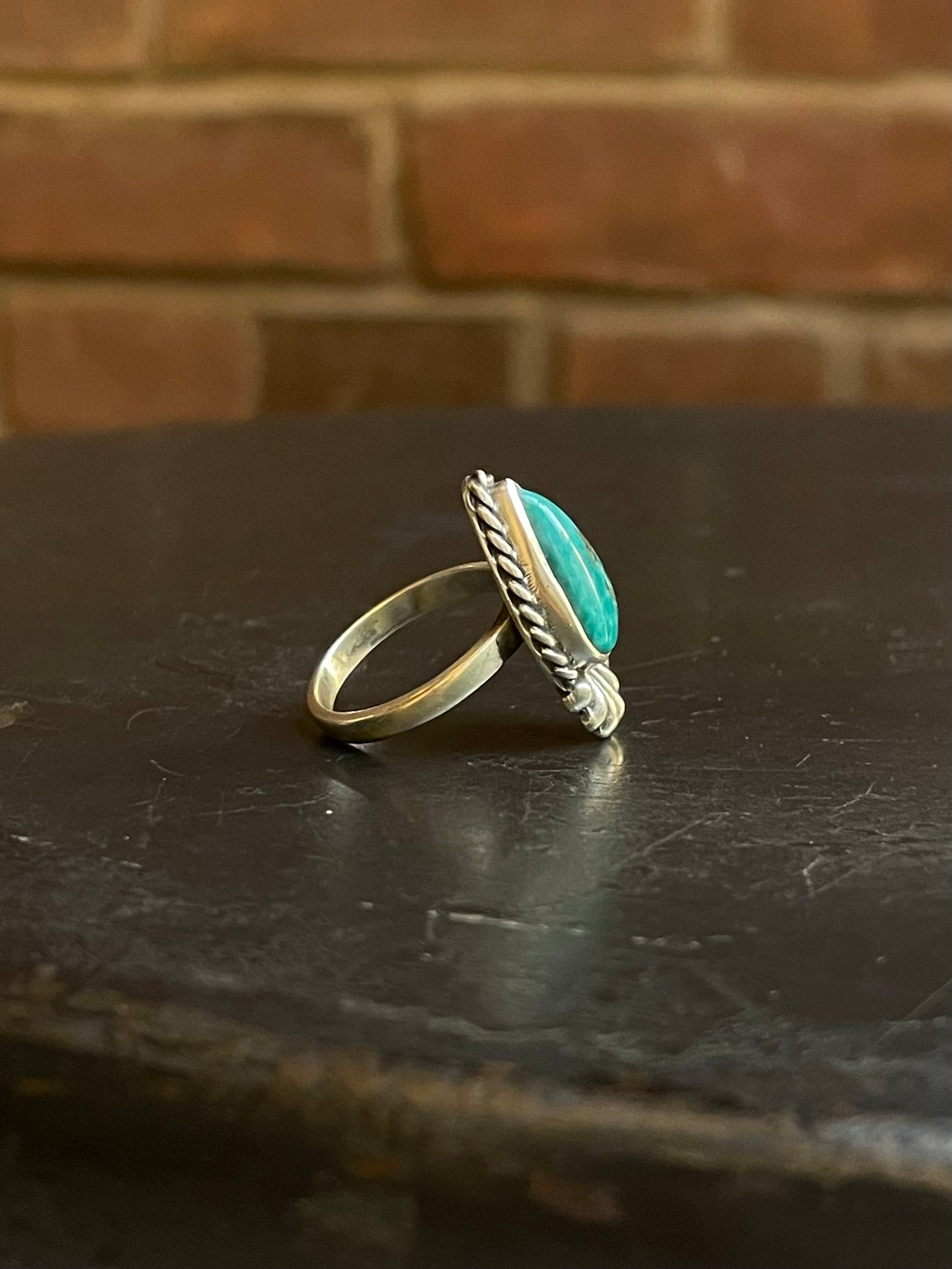 Turquoise Tear Drop Ring Size 6 | Sterling Silver E877