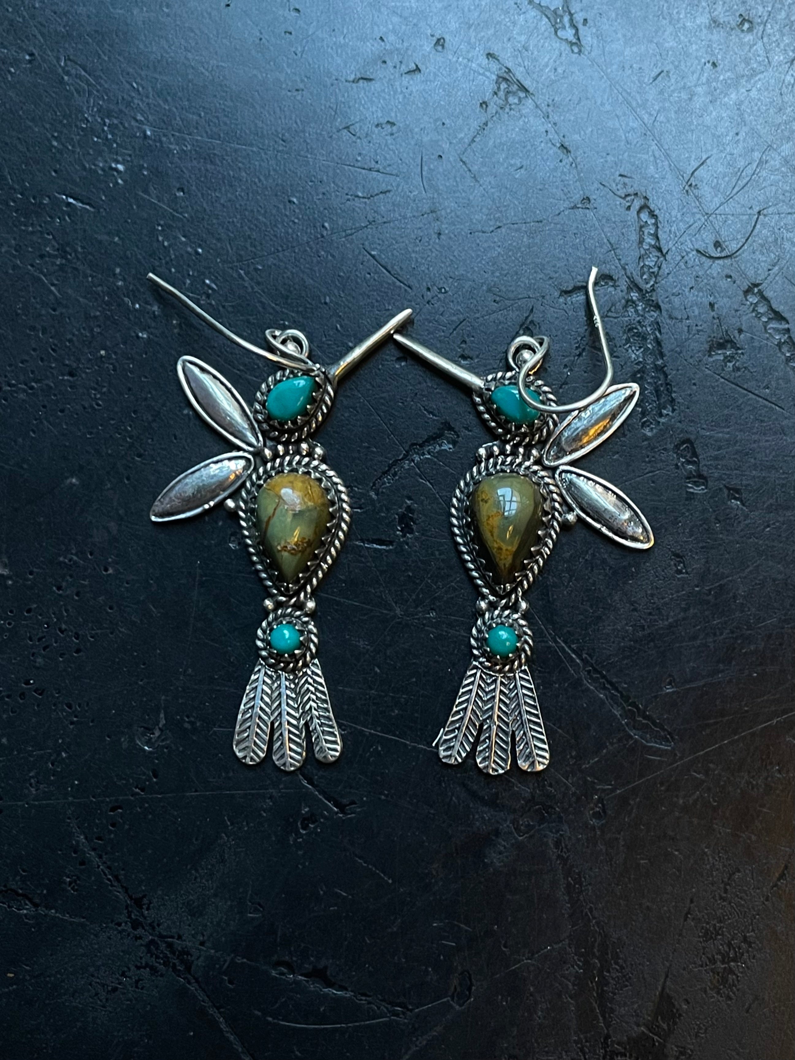 Turquoise Bird Hook Earrings | 925 Sterling Silver E403