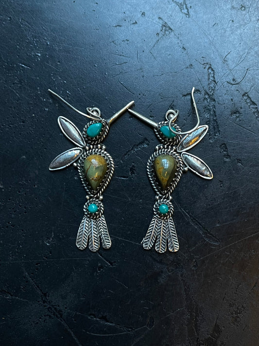 Turquoise Bird Hook Earrings | 925 Sterling Silver E403